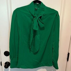 Vibrant Green Blouse with Bow